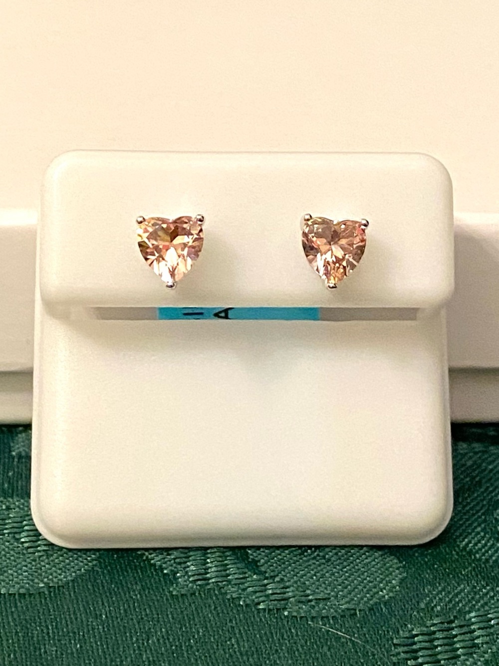 Heart-Cut Morganite Stud Earrings Set in Sterling - Even Prettier in Person NWT